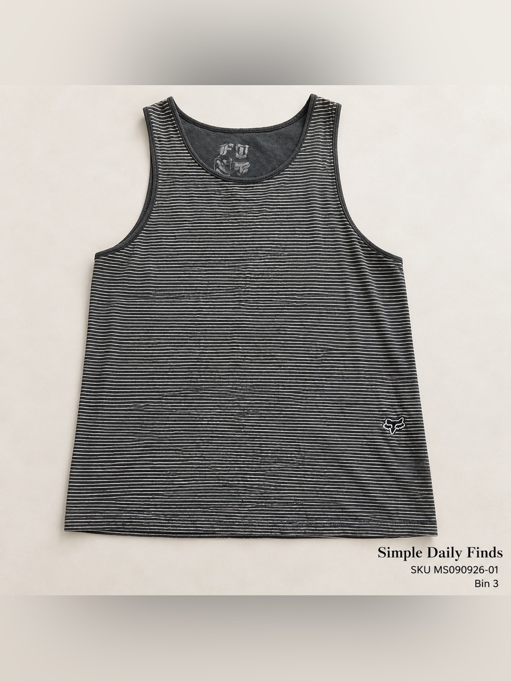 Fox Racing Men’s Small Striped Tank Top Gray Black Moto Y2K